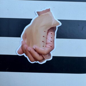 Bound by Blood sticker, Water Resistant Vinyl, Dark, Morbid, Hands Clasped; Water bottle, Phone, Laptop, Christmas Present, Birthday Gift