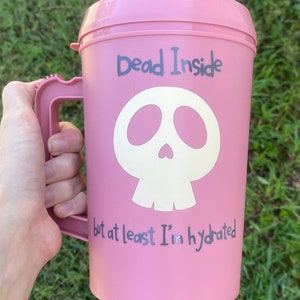 Dead Inside Skull 34oz Mega Mug, Trucker Mug, Spooky, Funny, Hydrate, Christmas Present, Birthday Gift, Dark Humor