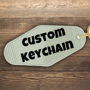 Personalized Khaki Motel Keychain, Custom Acrylic Keychain