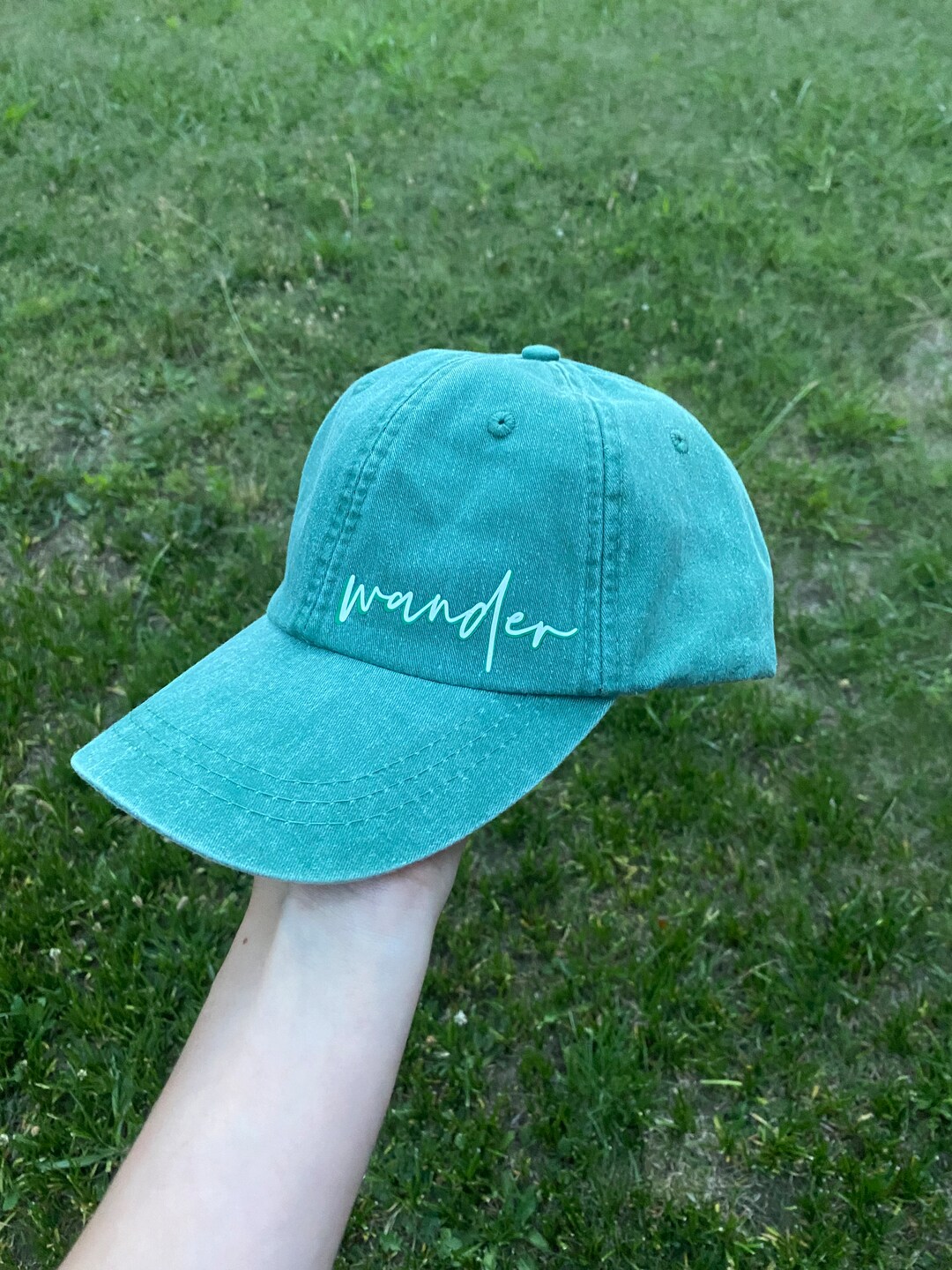 Wander Green Simple Hat Low Profile Ball Cap Green Etsy