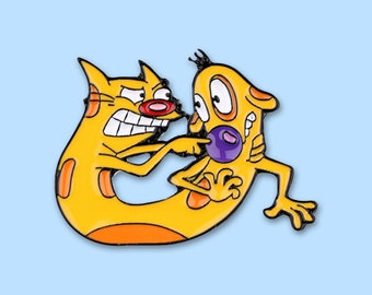 Catdog Cartoon Pin Badge Sticker | Pin Pins Badge Gift Jewellery Accessory Gift For Cartoon Retro Enamel Sticker Stickers Metal Cute Cool