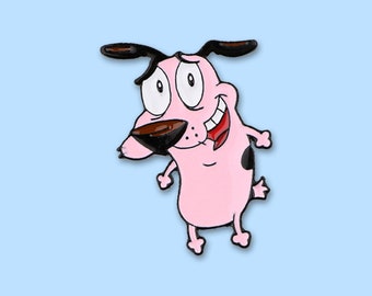 Courage the Cowardly Dog Pin Badge Sticker | Pin Pins Badge Gift Jewellery Accessory Gift For Cartoon Retro Enamel Sticker Stickers Metal