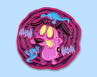 Courage The Cowardly Dog Pin Badge | Pin Badge Pins Art Gift Decor Sticker Set Poster Print Artwork Retro Vintage Crest Cool Anime Goth