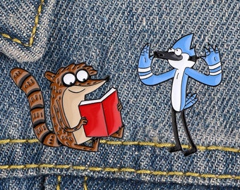 Regular Show Mordecai And Rigby Pin Badge | Pin Pins Badge Gift Jewellery Accessory Gift For Cartoon Retro Enamel Sticker Stickers Metal