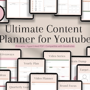 YouTube Content Strategy Planner | Social Media Planner Printable | YouTube Monthly Planner | Goodnotes | YouTube Content Creation Plan