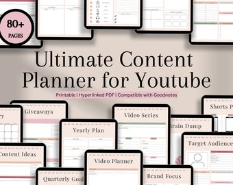 以下が含まれることがあります： 80ページ以上のYouTubeコンテンツクリエイター向けのデジタルプランナー。プランナーには、コンテンツアイデア、プレゼント、ビデオシリーズ、年間計画、ビデオプランナー、ブランドフォーカス、四半期目標、ブレインダンプ、ターゲットオーディエンス、ショートプランのセクションが含まれています。