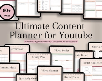 YouTube Content Strategy Planner | Social Media Planner Printable | YouTube Monthly Planner | Goodnotes | YouTube Content Creation Plan