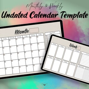Monthly Planner Goodnotes Template, Undated Monthly Planner, Monthly Digital Planner, Planner Pages, Digital Calendar, Notability Planner