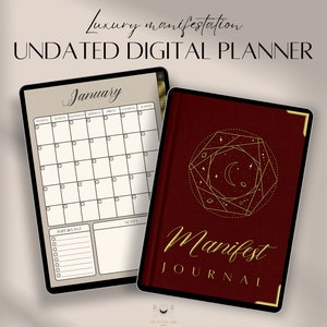 Undated Goodnotes Manifestation Planner, Monthly Digital Planner, Goodnotes Template, iPad Planner, Digital Journal Pdf, Goodnotes Stickers