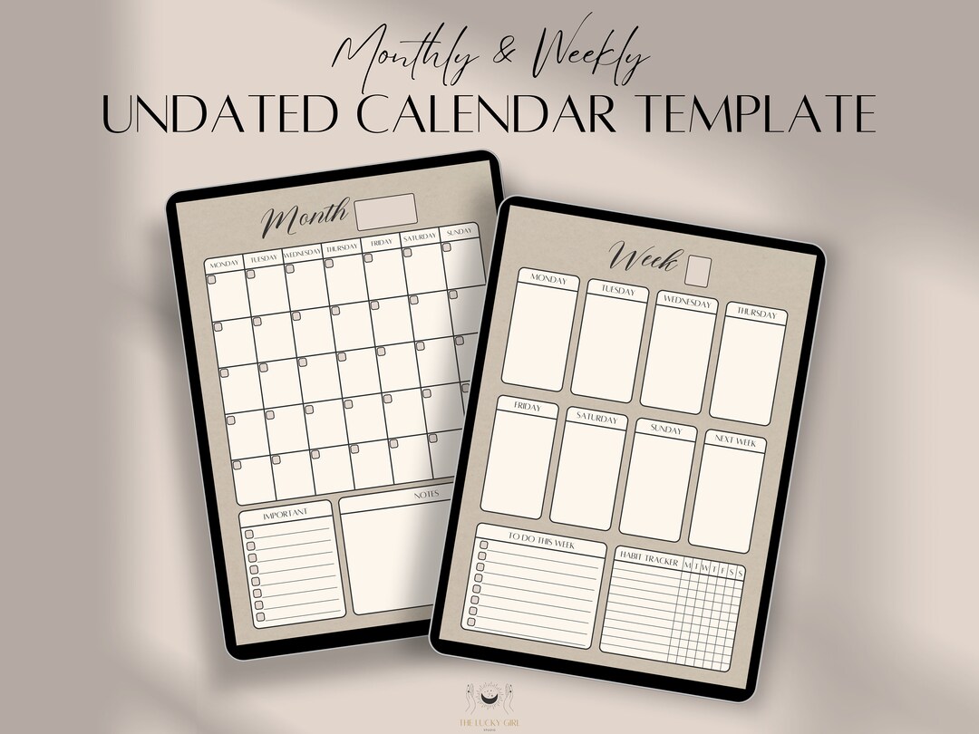 Undated Goodnotes Calendar Template, Monthly Digital Planner, Goodnotes Undated Goodnotes Calendar Template, Monthly Digital Planner, Goodnotes