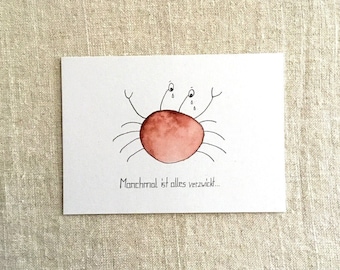 Postkarte Krabbe "Manchmal ist alles verzwickt" (inkl. Umschlag)
