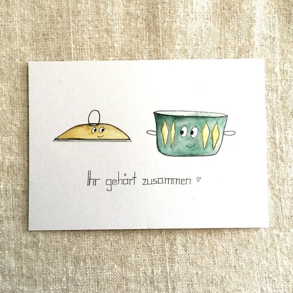 Postkarte Topf und Deckel "Ihr gehört zusammen" (inkl. Umschlag)