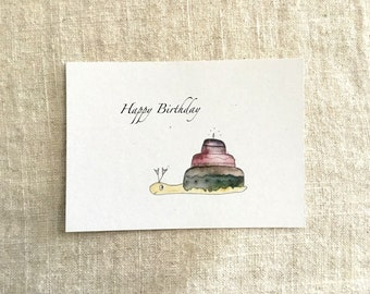 Carte postale d'anniversaire escargot (avec enveloppe)