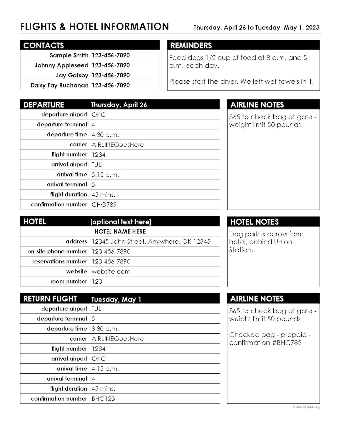 TRAVEL INFORMATION Page Editable PDF Contact Info 4 People Flights travel-information-page-editable-pdf-contact-info-4-people-flights