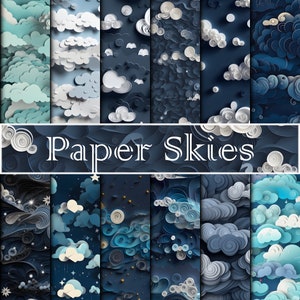 Paper Skies Digital Paper - Sky Backgrounds - Clouds - 12 Designs ...