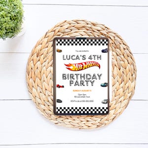 Hot Wheels Birthday Invitation - Editable Canva Template | Boys Race Car Party Invite | Digital Download - Fast & Fun Theme