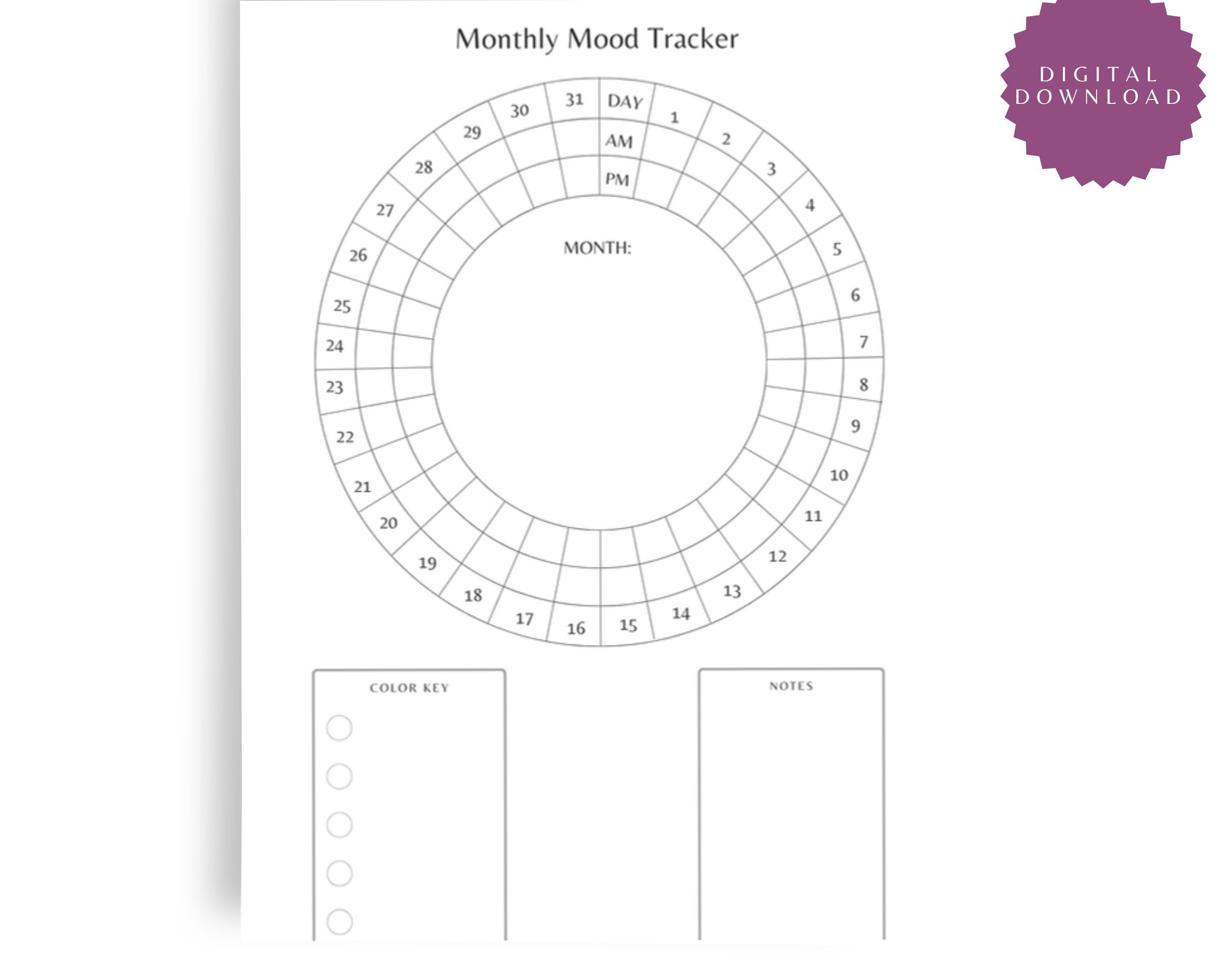 Mood Tracker Printable Kit, Mental Health Tracker, Monthly Mood Log ...