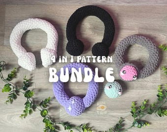 4 IN 1 BUNDLE PATTERN, Ring Piercings crochet patterns, 2 Captive bead rings and 2 horseshoe rings patterns