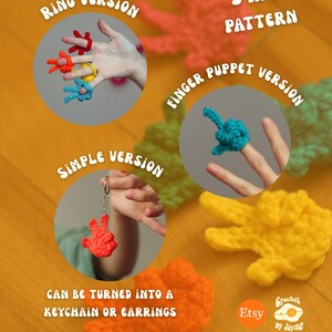 BUNDLE 3 in 1 Tiny Silly Hand Crochet Pattern image 6