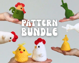 PATRÓN DE PATRONES Versión gallo/gallina/pollito del pájaro Flip, patrón de crochet