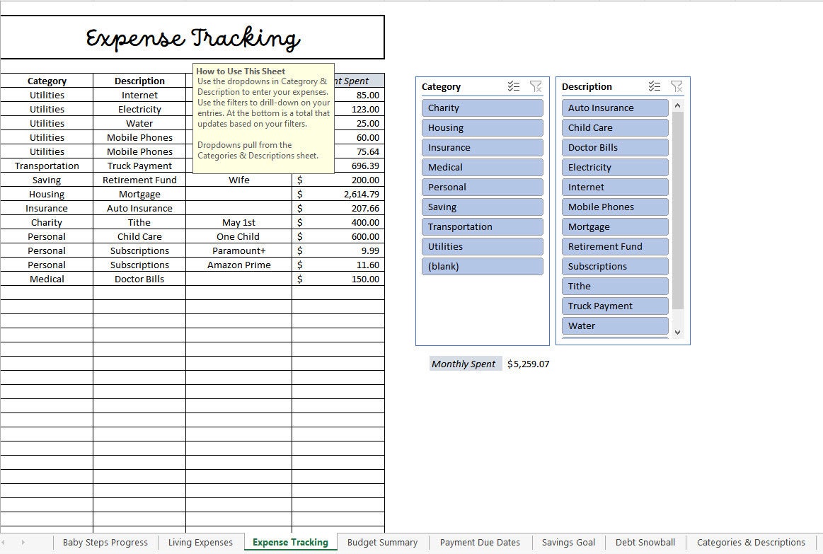Monthly Budget Template Excel Budget Template Dave Ramsey Etsy