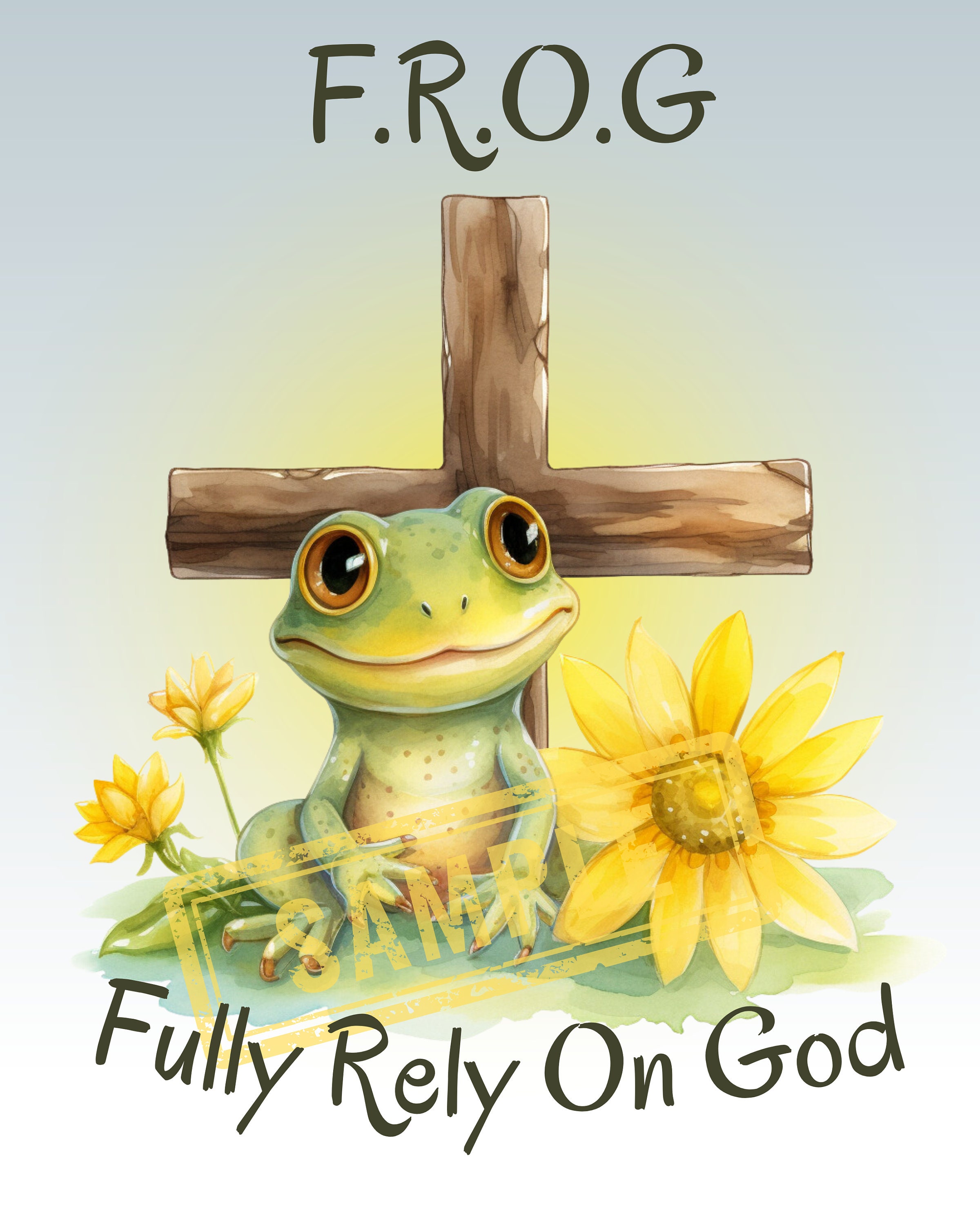 Frog Fully Rely on God Digital Art Fun frogs Watercolor Unique Frog Fully Rely on God Digital Art Fun frogs Watercolor Unique