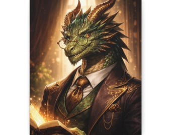 Victoriaanse geleerde draak opgespannen canvas | Fantasieportret, Steampunk Gentleman