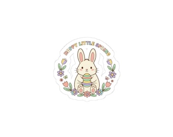 Spring Bunny Sticker | Pastel Cottagecore Easter Decor (Vinyl Sticker)