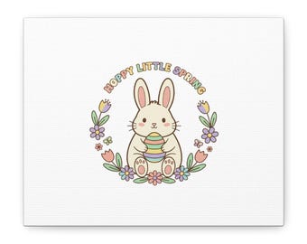 Lente canvas hoppig konijn | Pastel Cottagecore-paasdecor