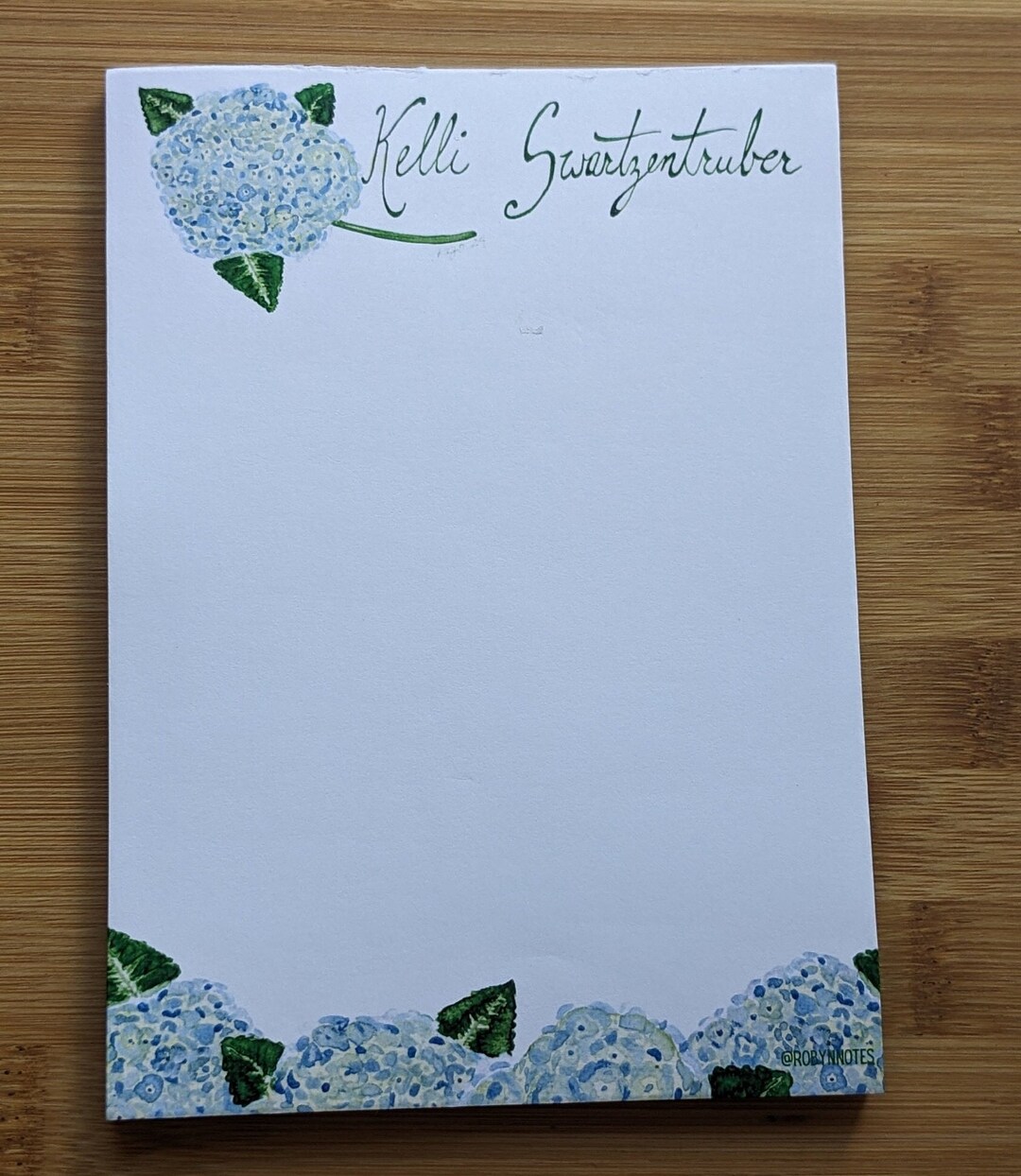 Personalized Blue Hydrangea Notepad | 5 X 7 Notepad| 50 Pages | Blue ...