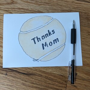 Carte de tennis imprimable pour la fête des mères | Carte de vœux 5 x 7 | Téléchargement numérique | PDF | Instantané | Impression aquarelle | Merci maman | Notecard |