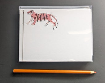 GO Tigers Notecards| 8 4.2 x 5.5 Notecard Set (A2) with envelopes | Original Watercolor Print |Tiger Stationery | Go Tigers