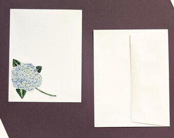 Blue Hydrangea Notecards |Set of 8- 4.2 x 5.5 A2 Notecards | Watercolor design | Blue Hydrangea