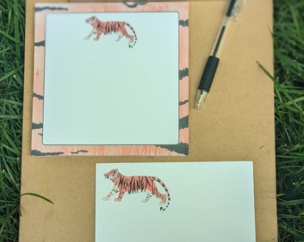 Personalized Tiger Notecards and Notepad| 15 4.2 x 5.5 Notecard Set | 1 Notepad | Custom Watercolor Design |