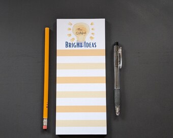 Personalized Lighbulb Notepads | 50 page Notepads | 3.6 x 8.5 in. size |  Personalized Watercolor Design | Bright ideas notepad