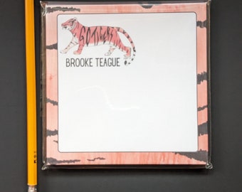Personalized Go Tigers Notepads| Notepad Set (2) | 5.5 x 5.5 Square Notepad| Tiger Watercolor design | Go Tigers