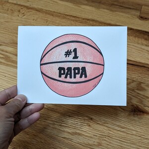 Carte de basket-ball imprimable pour la fête des pères | Carte de vœux 5 x 7 | Téléchargement numérique | PDF | Instantané | Impression aquarelle | #1 Papa