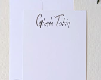 PERSONALIZED Handwritten Name Print Notecards |Set of 24- 4.2 x 5.5 A2 Notecards |  Handwritten Name Print