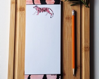 Go Tigers Notepad | 3.85 x 8.5 Rectangle  Notepad| Tiger Watercolor design | Go Tigers