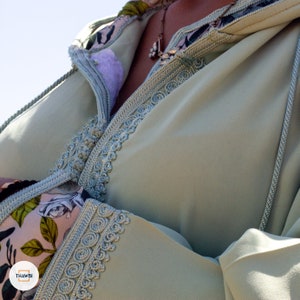 2 Pièces Botanique Marocain Fait Main Kaftan & Jellaba pour femme - Robe Boho florale faite main