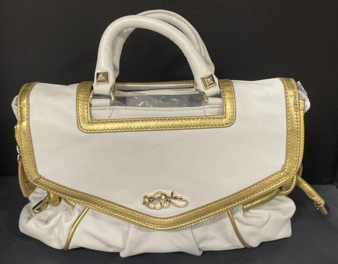 Vintage Betsey Johnson White/gold Leather Handbag Purse Mint Etsy