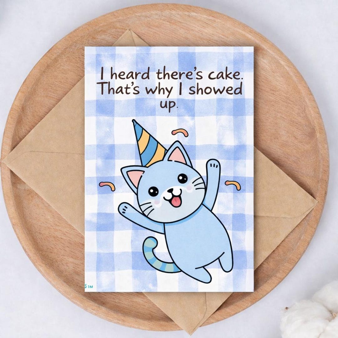 Printable Funny Cat Birthday Card - Instant Download Digital Greeting ...