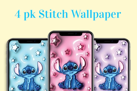 Download Blue And Pink Stitch Love Wallpaper