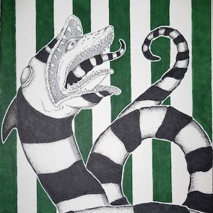 Beetlejuice Inspired Sandworm Art Print- Cool Horror Room Decor, Film and Movie