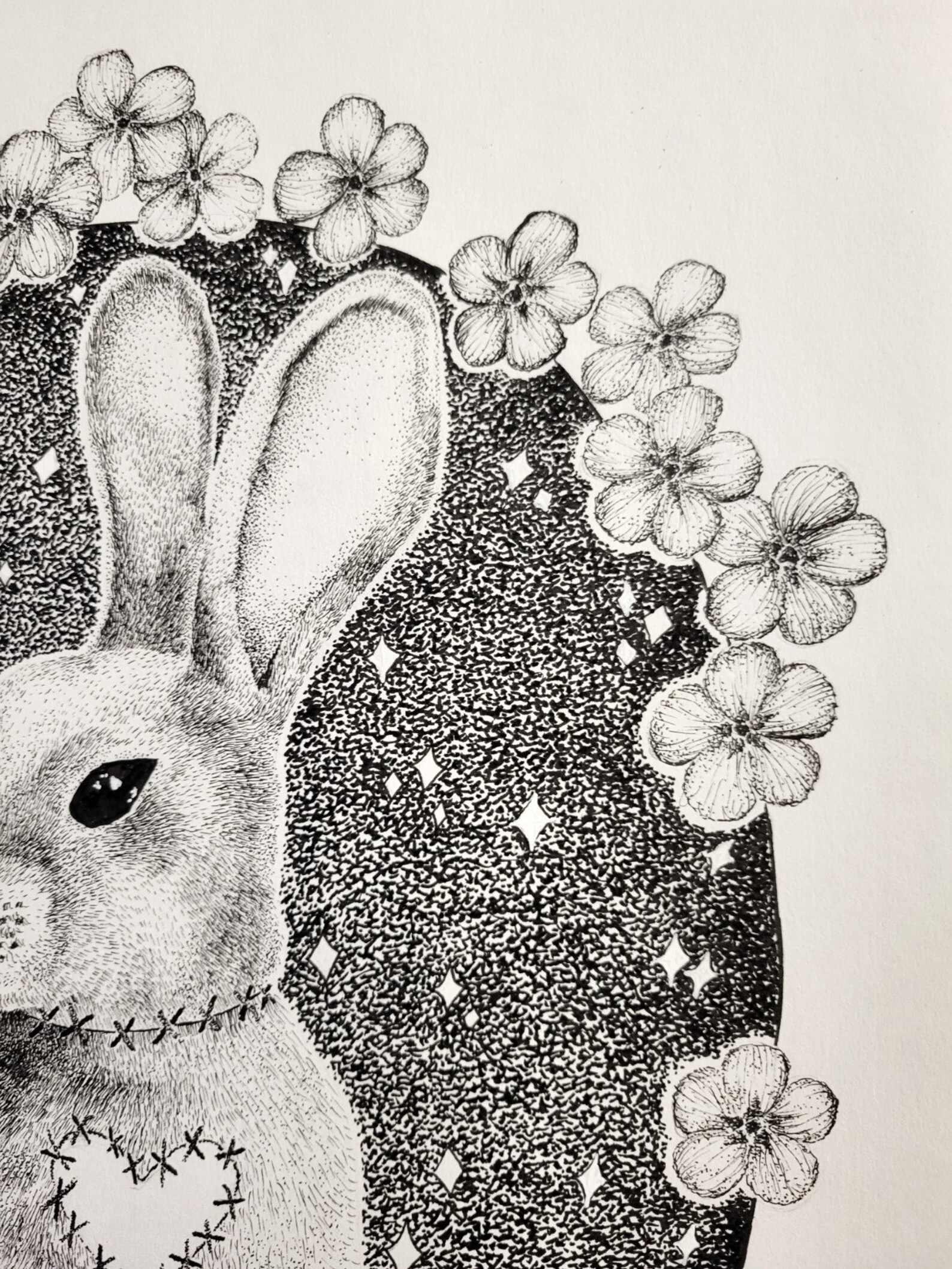 Cosmic Rabbit Us Cosmic Rabbit Original Pointillism Art- Celestial Crystal Illustration ...