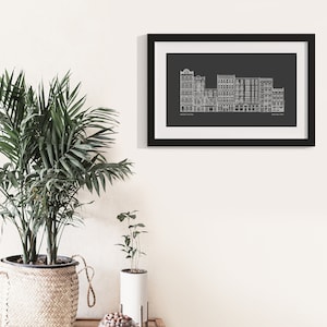 New York City Illustration – Minimalist NYC Wall Art, Black and White Travel Print, NYC Home Decor, Gift for New Yorkers - Black background