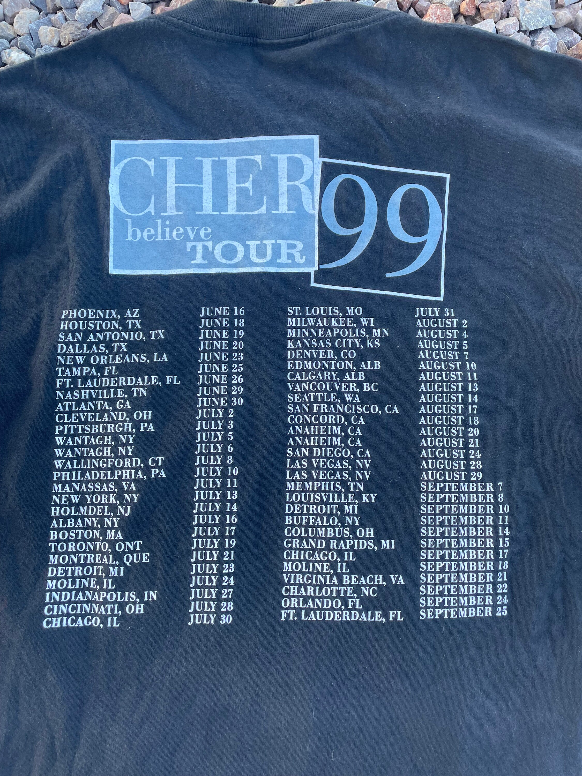 Vintage Cher Believe Tour 1999 Under License to Giant Black T 