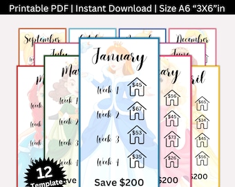 Low Income Savings Challenge Printable, Monthly Saving Challenges, Mini Money Savings Tracker Bundle, A6 Cash Envelope Challenges