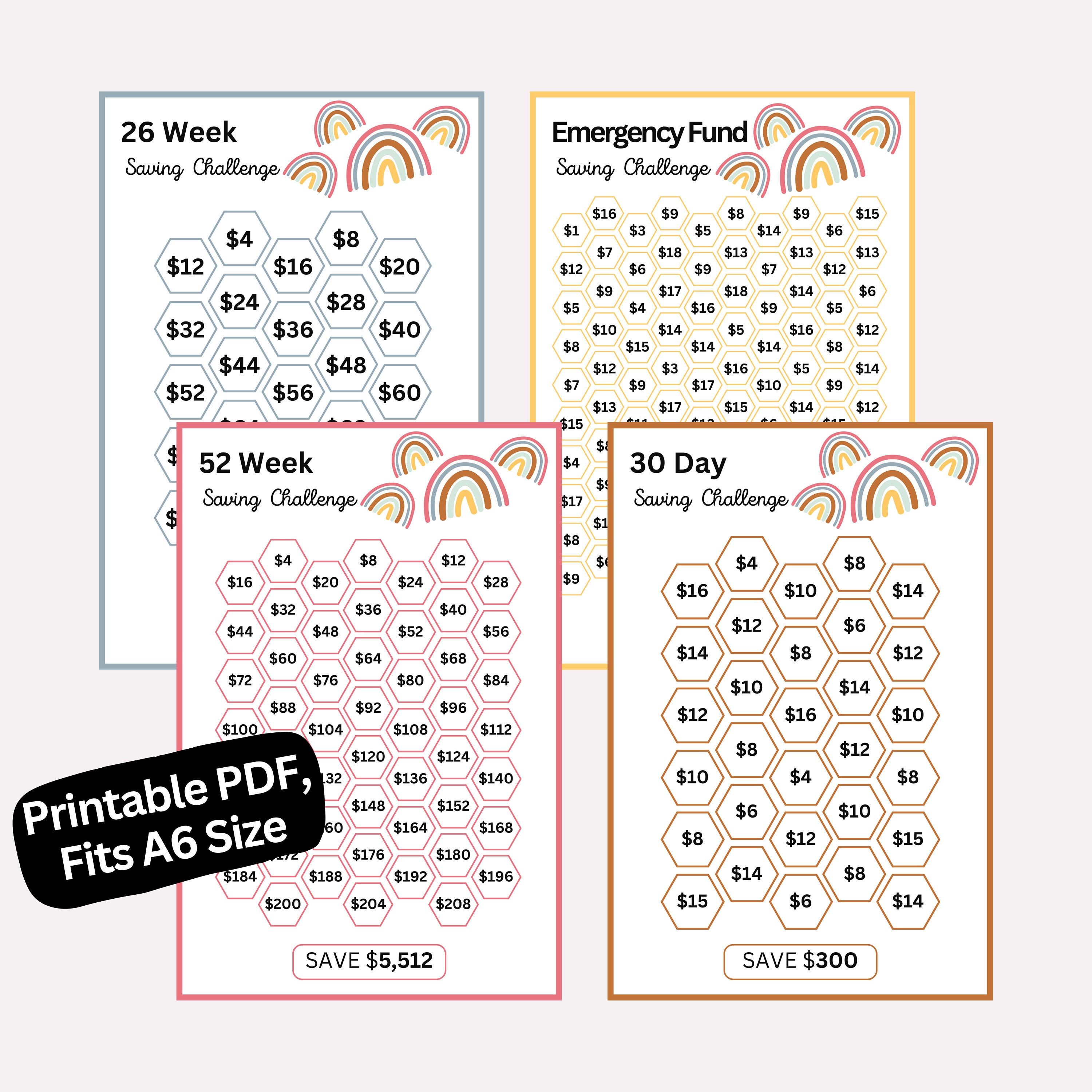 Saving Challenge Binder, Money Savings Challenge Printable, Mini Saving ...