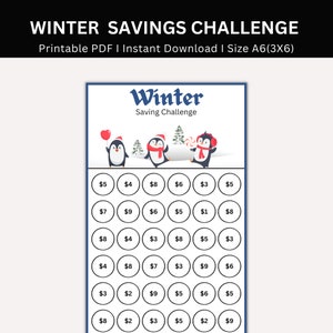 Winter Savings Challenge Printable, Cozy Up to Financial Success, Winters Money Saving Challenges, Mini A6 Winter Cash Envelope Tracke